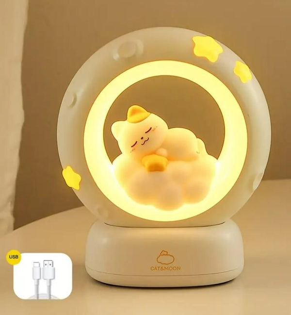 Sleeping Cat LED Night Light Lamp with Touch Control